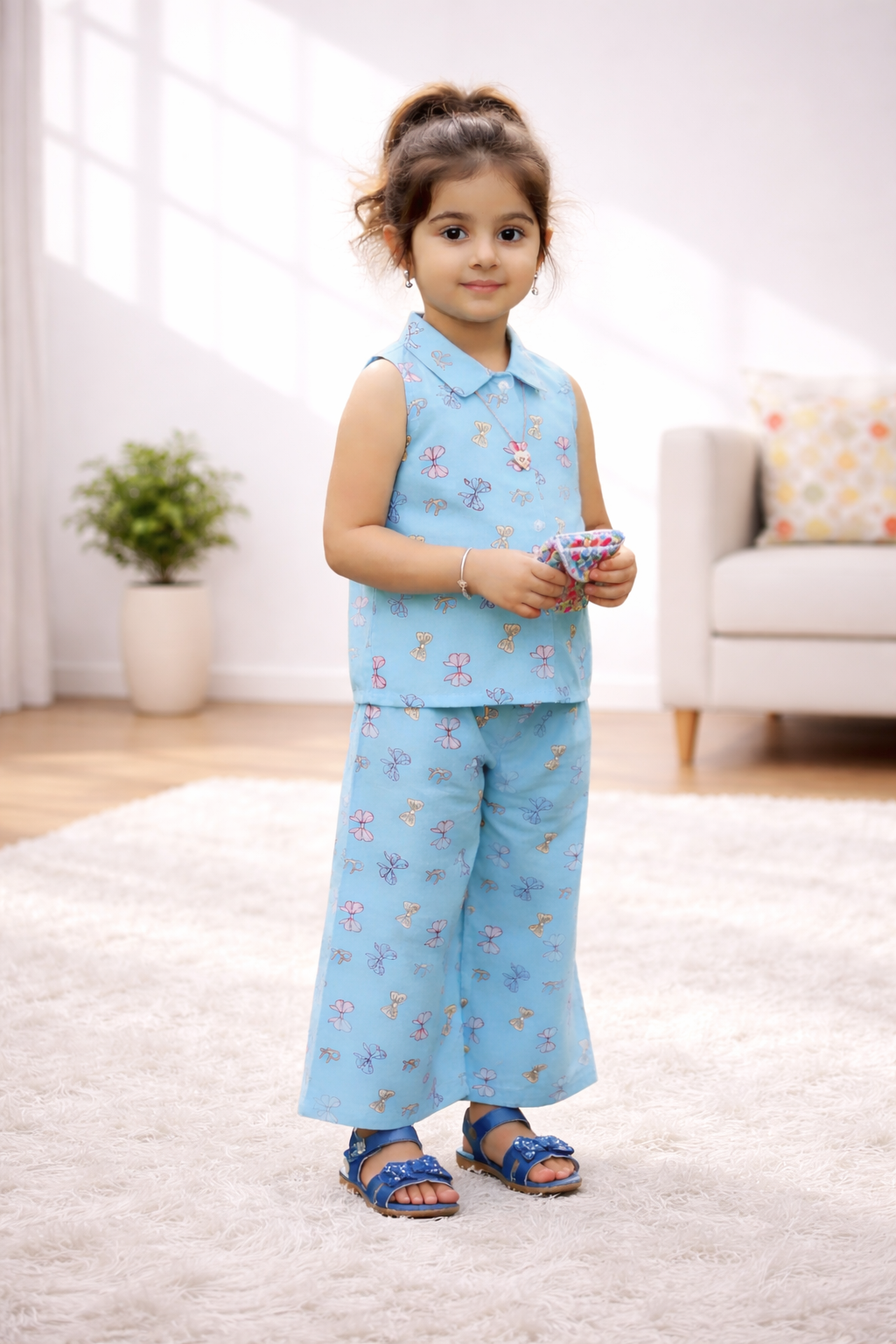 Light Blue Kids Co-Ord Set – Stylish Girls Outfit