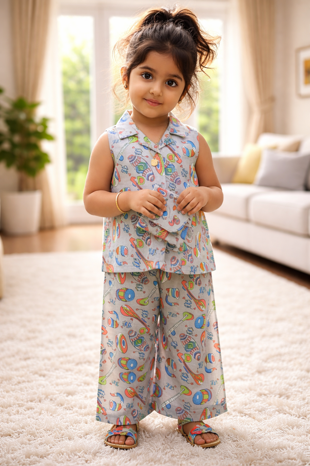 oft Printed Top & Palazzo Set for Kids | Comfortable Daily Wear