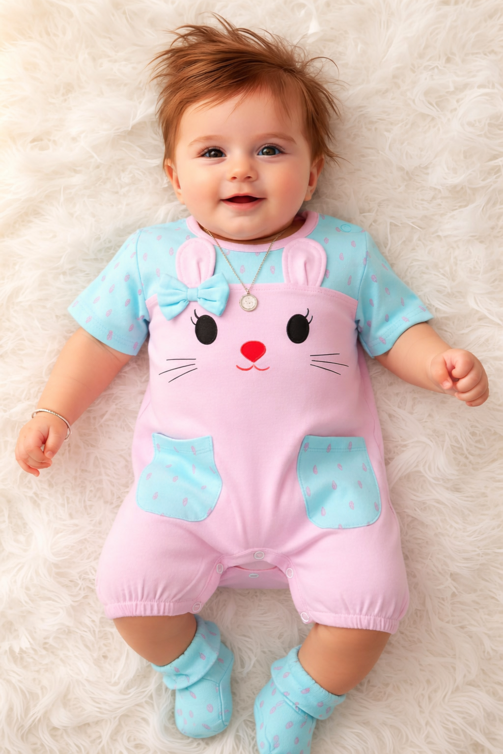 Cute Bunny Printed Baby Romper | Soft Cotton Jumpsuit for Infants (0–12 Months)