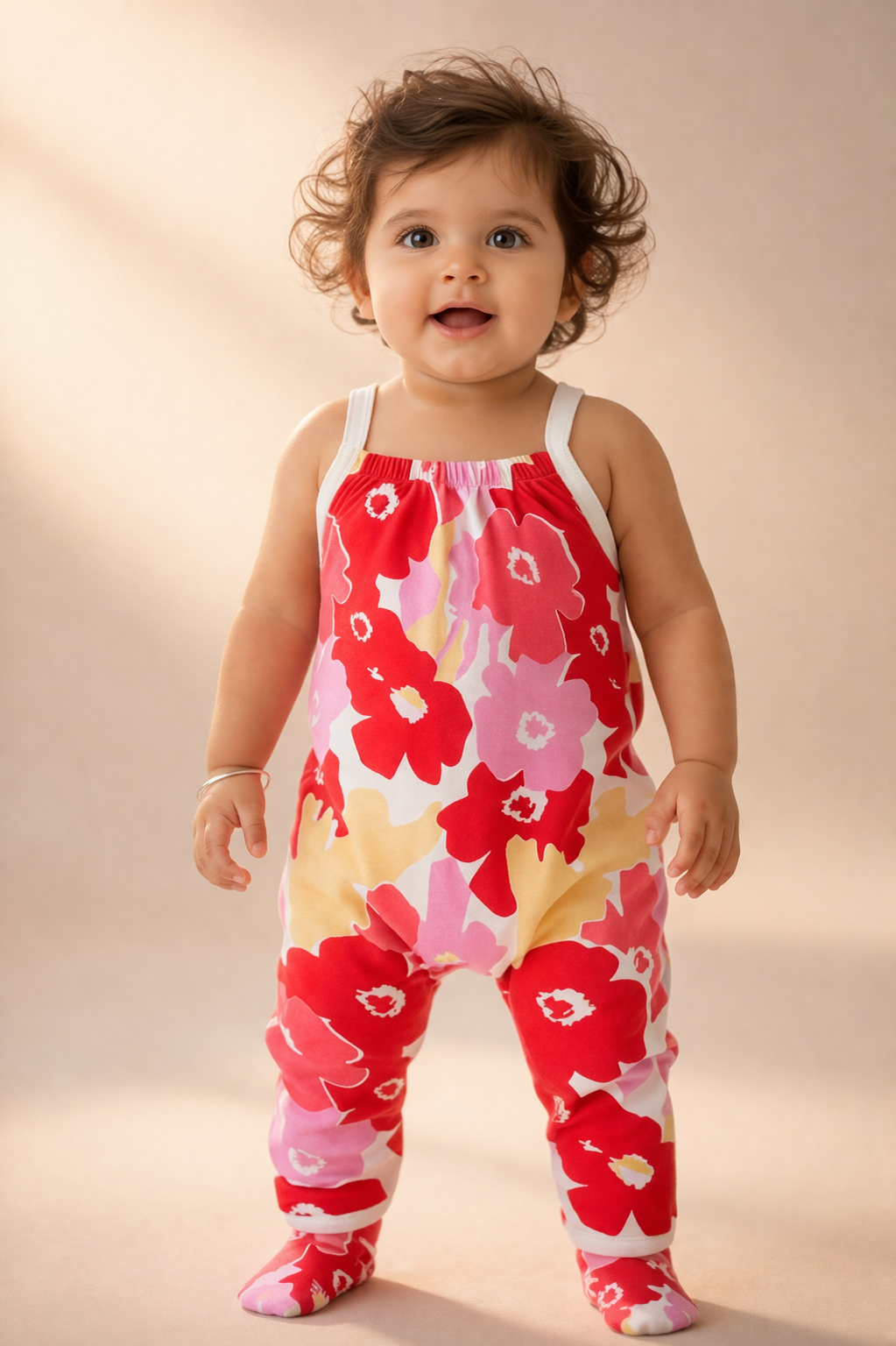 Baby Floral Printed Cotton Romper (0–12 Months)