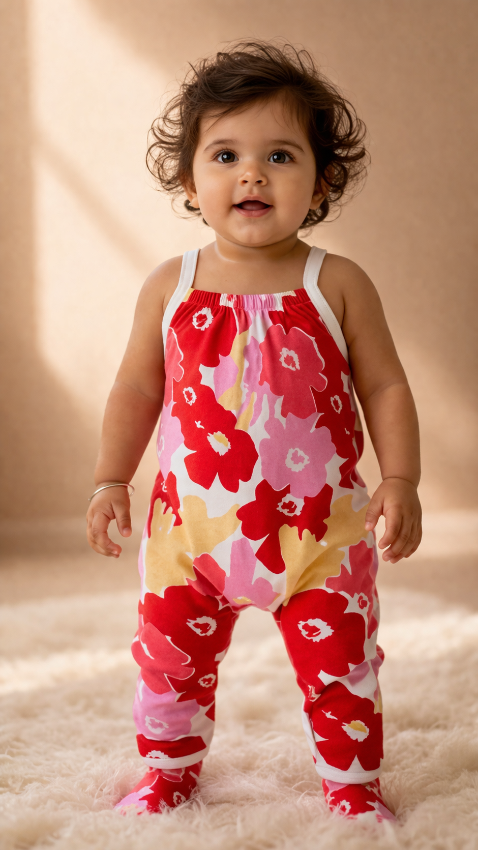 Baby Floral Printed Cotton Romper (0–12 Months)