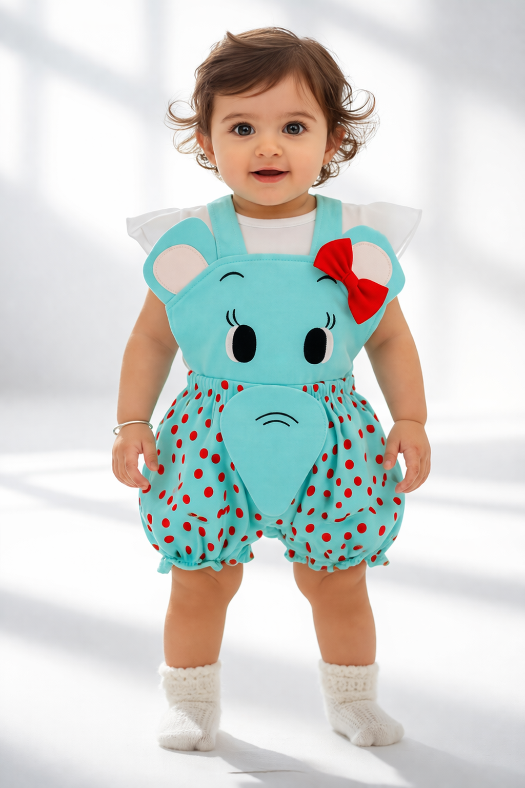 Baby Elephant Theme Romper Dress for Girls