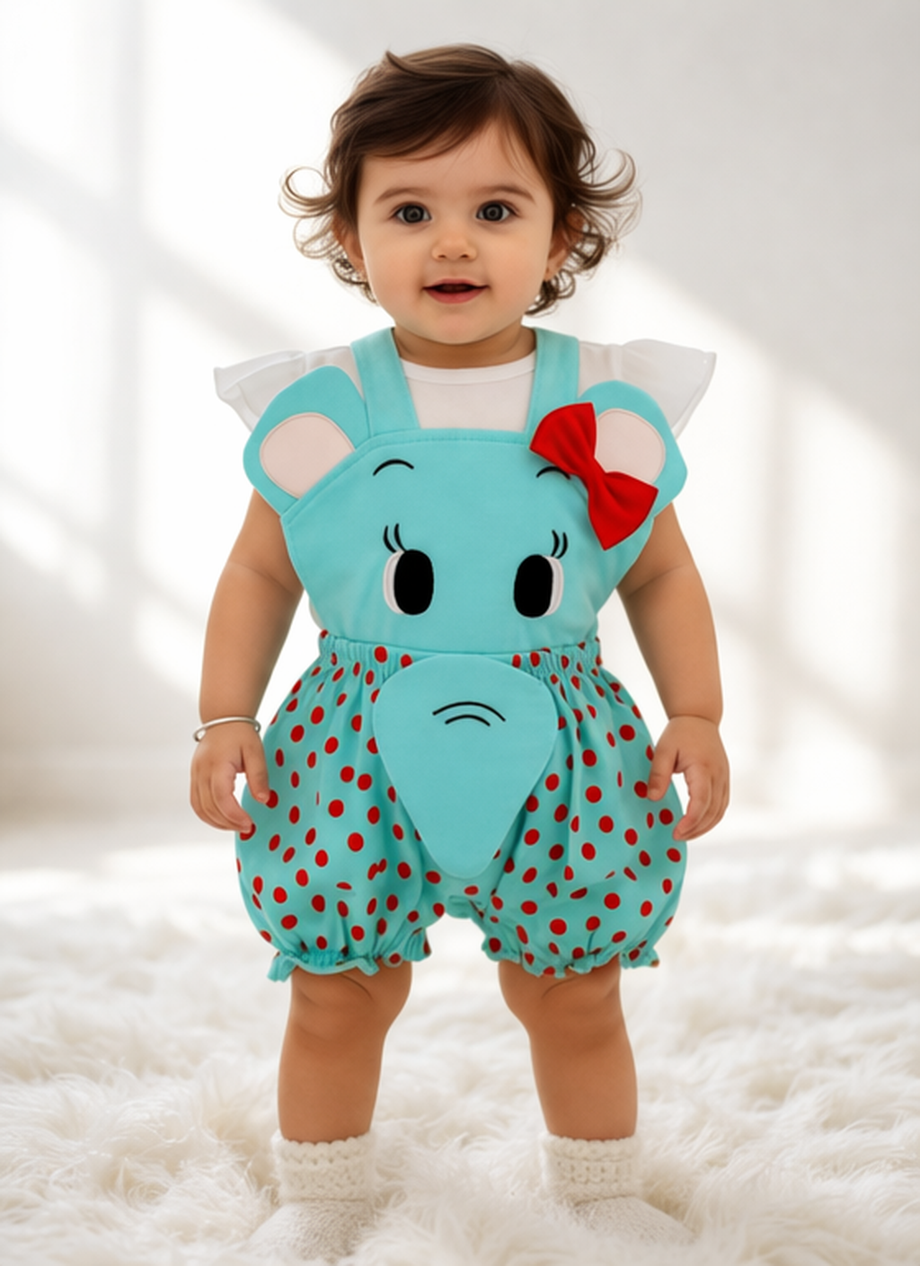 Baby Elephant Theme Romper Dress for Girls