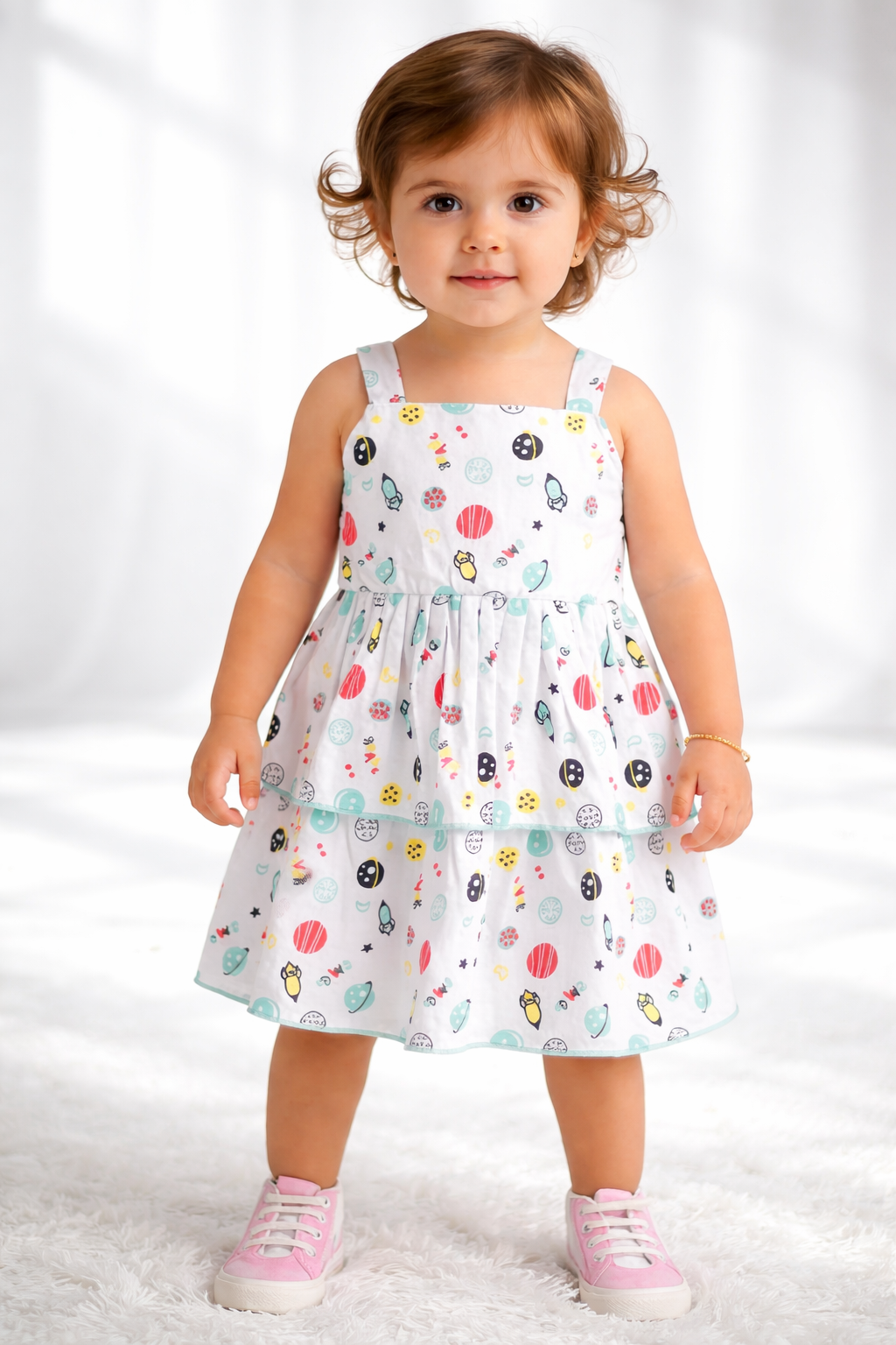 Baby Girl Printed Summer Dress with Cute Multicolor Design
