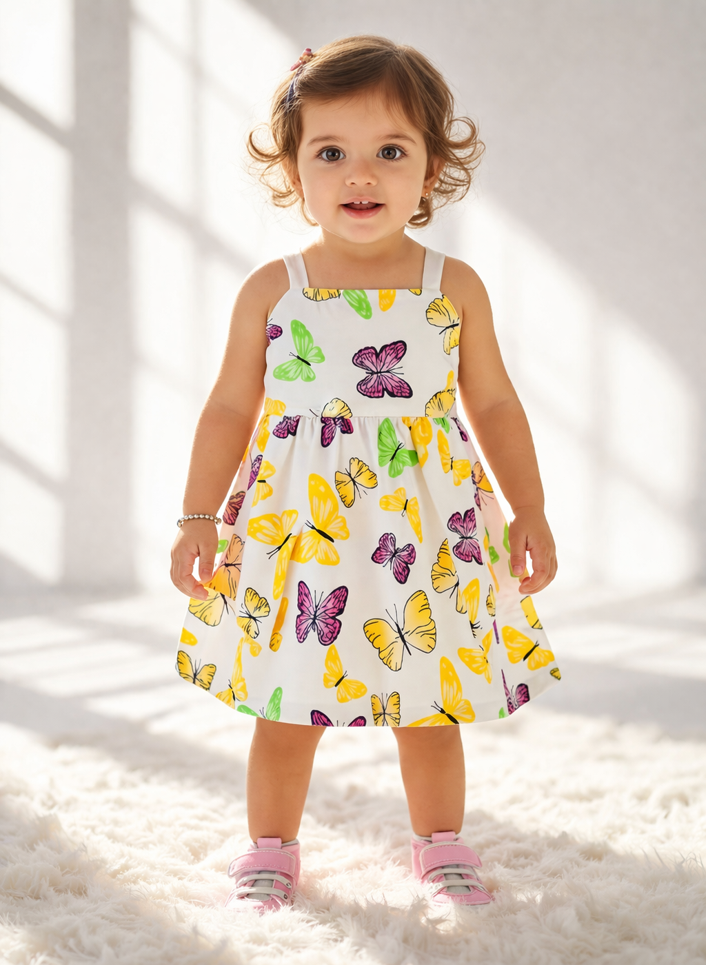 Butterfly Print Baby Girl Dress – Stylish Cotton Summer Dress for Kids