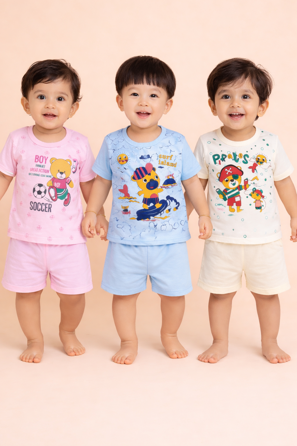 Combo of 3 – 100% Cotton Baby(Boy) Clothing Co-Ord Sets