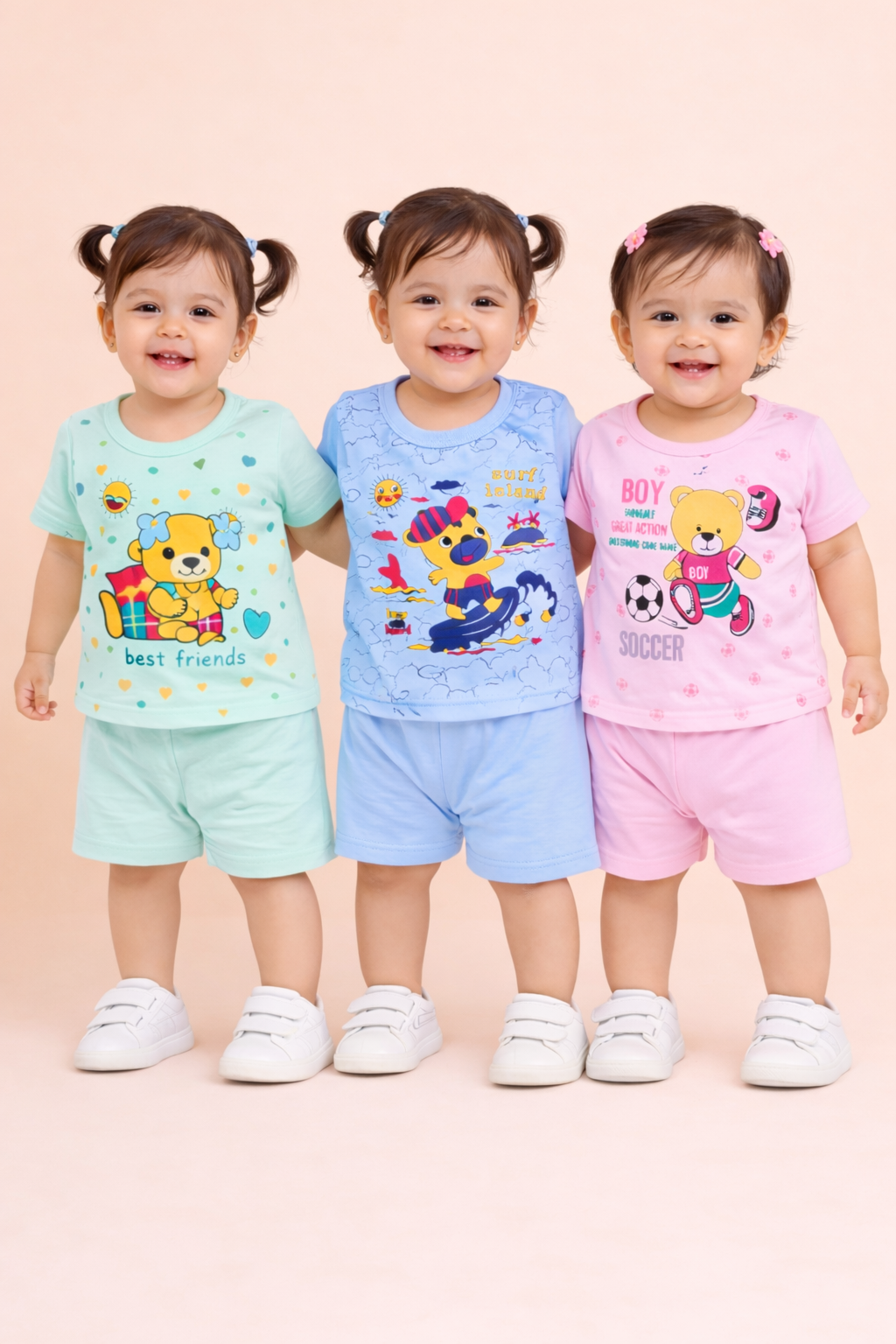 Combo of 3 – 100% Cotton Baby(Girl) Clothing Co-Ord Sets