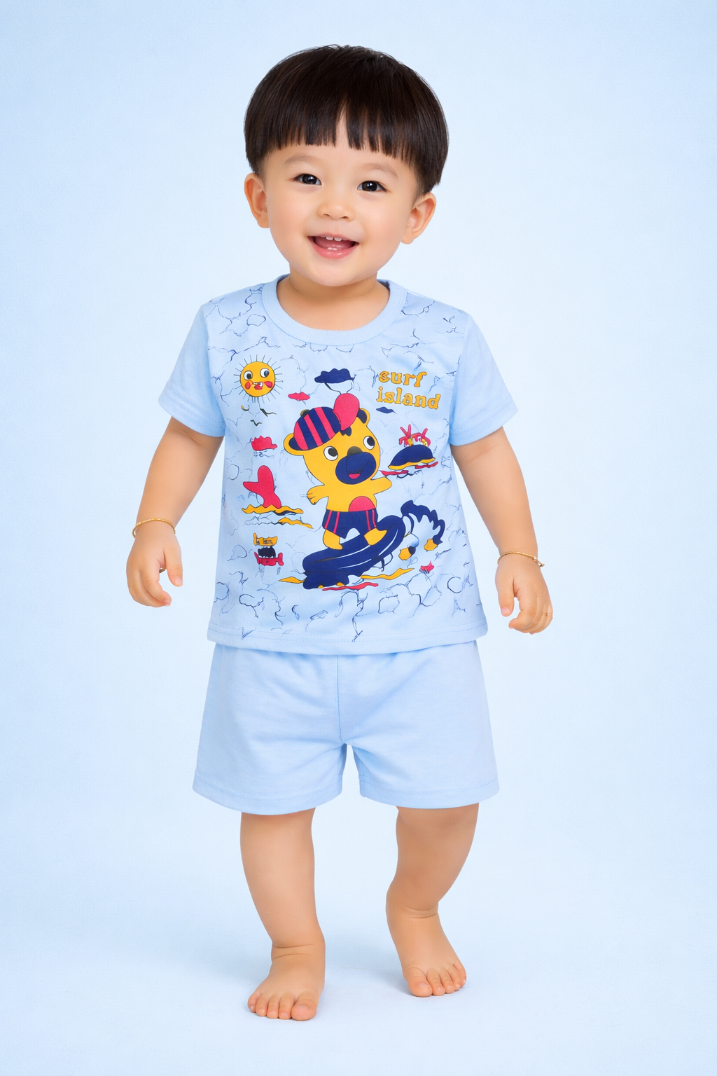 Baby(Boy) Clothing Set – 100% Cotton blue T-Shirt & Shorts Co-Ord Sets