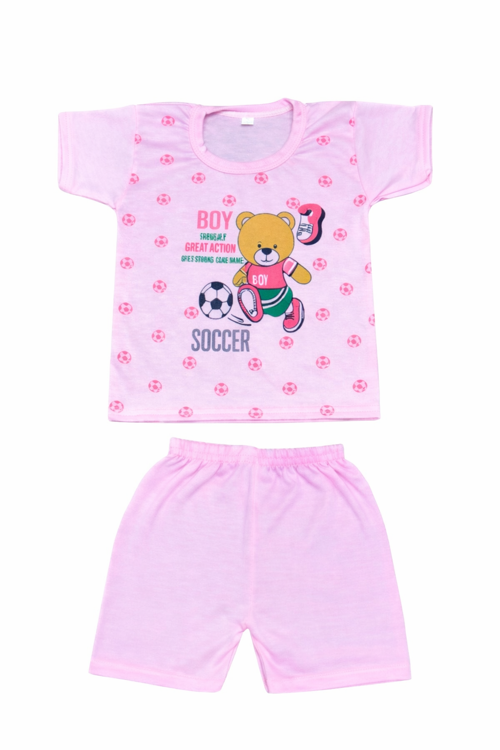 Baby(Boy) Clothing Set – 100% Cotton Pink T-Shirt & Shorts Co-Ord Sets