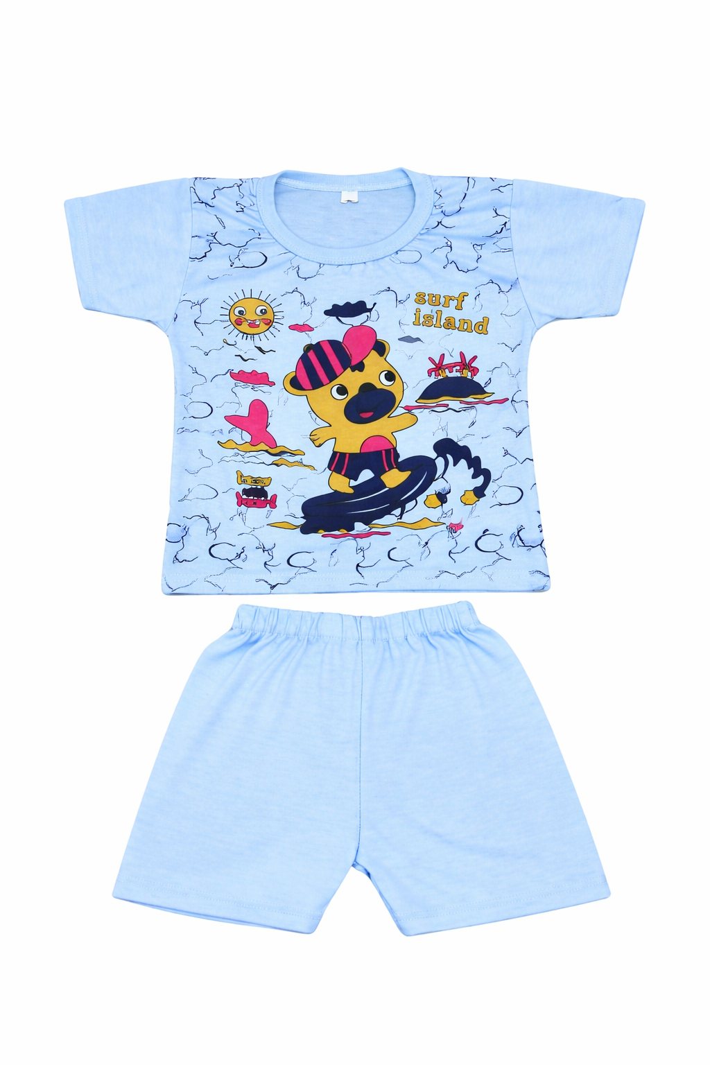 Baby(Boy) Clothing Set – 100% Cotton blue T-Shirt & Shorts Co-Ord Sets