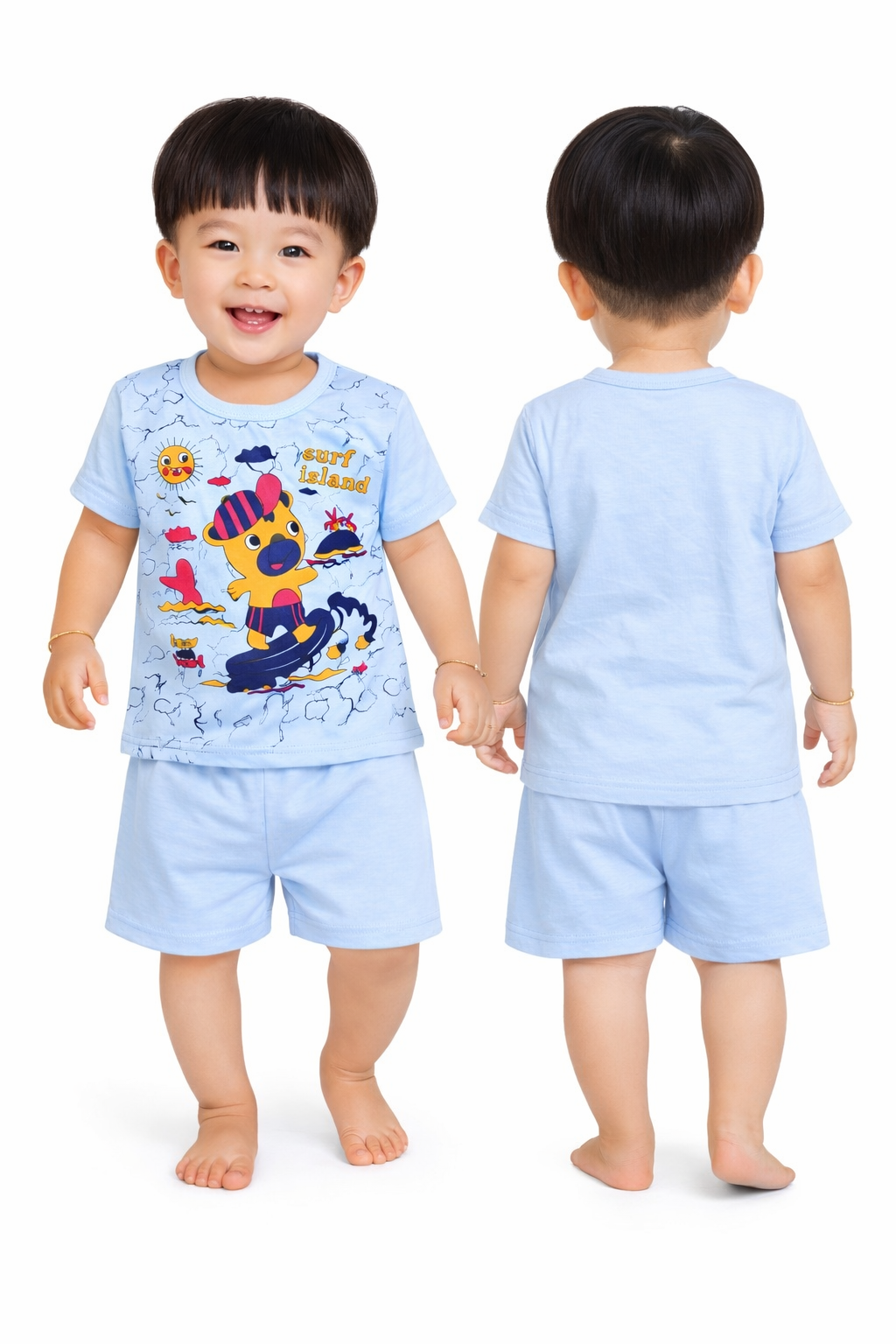 Baby(Boy) Clothing Set – 100% Cotton blue T-Shirt & Shorts Co-Ord Sets