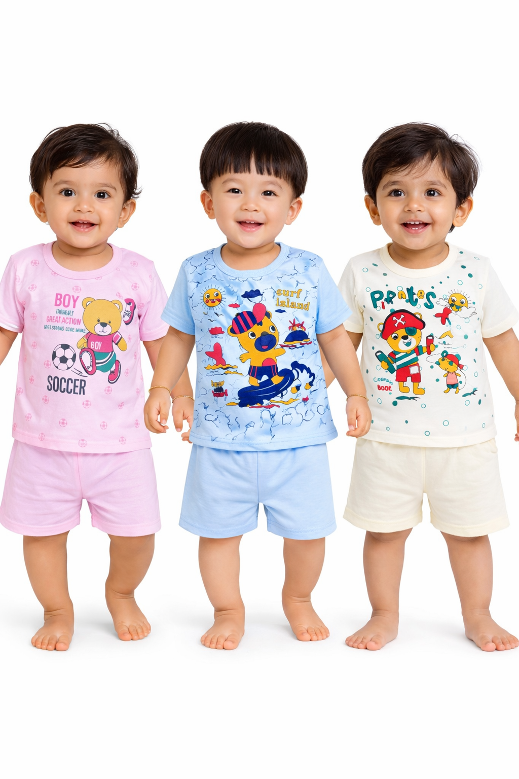 Combo of 3 – 100% Cotton Baby(Boy) Clothing Co-Ord Sets