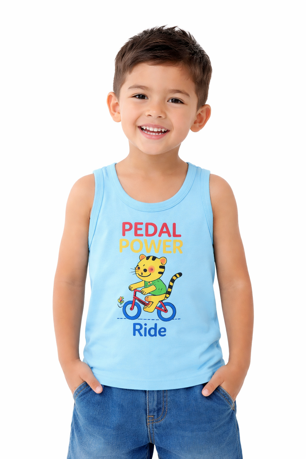5-Combo Baby (Boy) Sleeveless Cotton Vest – Pedal Power Print