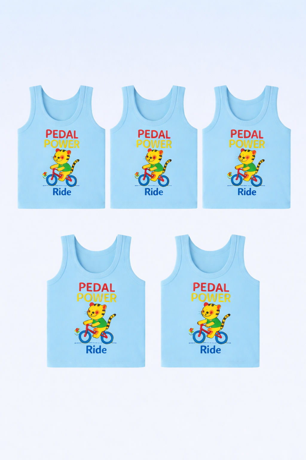5-Combo Baby (Boy) Sleeveless Cotton Vest – Pedal Power Print