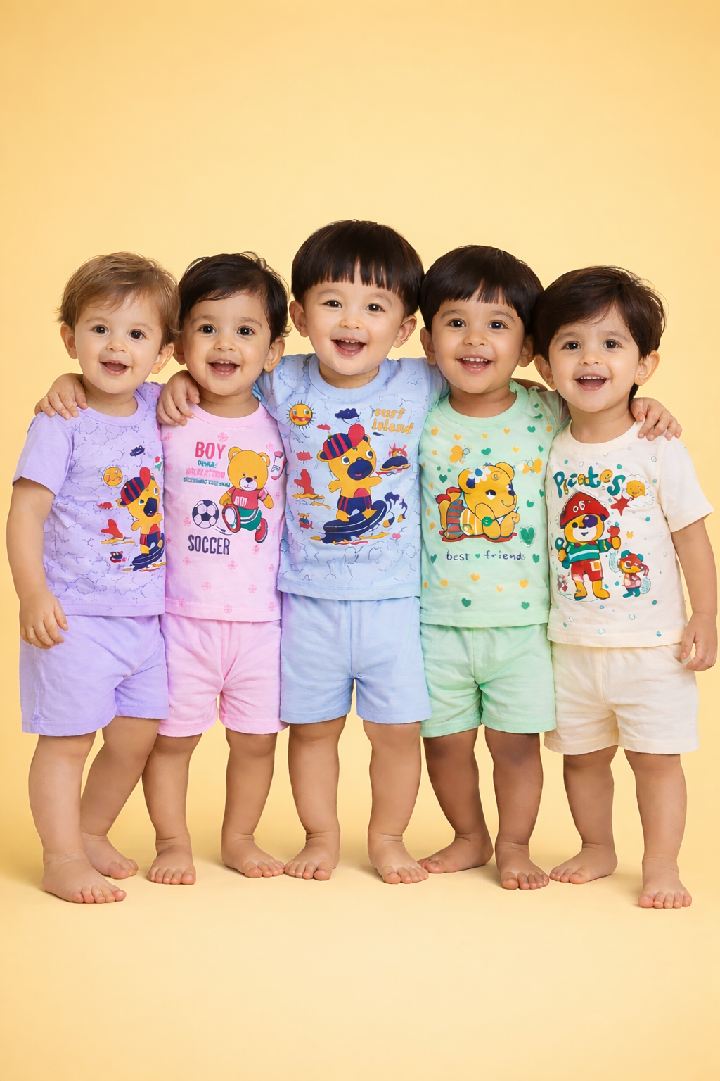 Combo of 5 – 100% Cotton Baby(Boy) Clothing Co-Ord Sets