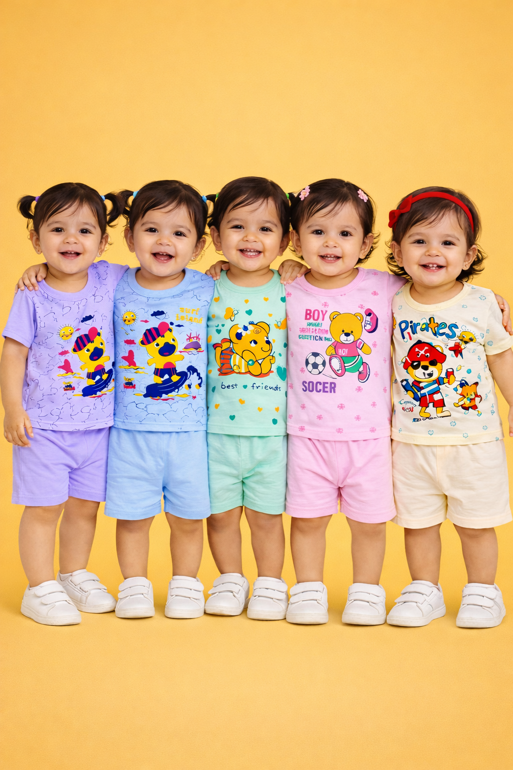 Combo of 5 – 100% Cotton Baby(Girl) Clothing Co-Ord Sets